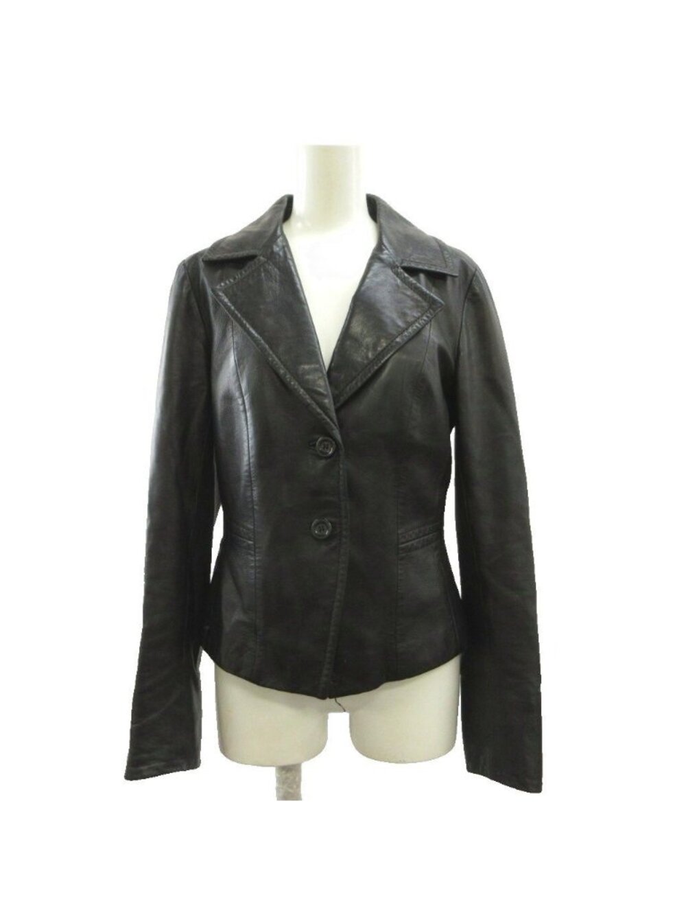 Max Mara White Tag Tailored Jacket Lambskin Leather Single Breasted Black 40